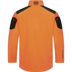 Jachetă polar vânătoare Mauser Silent Fleece Pure Blaze Orange de înaltă vizibilitate cu guler înalt.