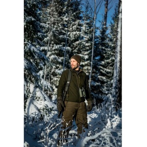 Jachetă vânătoare bărbați Seeland Celsius Heat Pine Green cu sistem de încălzire electrică și căptușeală argintie.