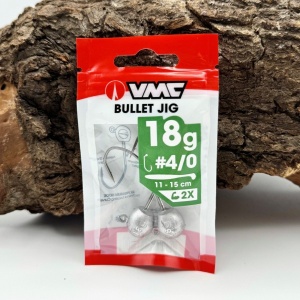 Jig VMC Bullet Jig Nickel nr. 4/0 cu cap hidrodinamic tip glonț și cârlig forjat din oțel Vanadium.