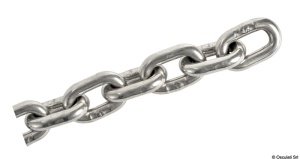 Lant din inox calibrat Osculati 8mm 25m DIN766 AISI 316 pentru vinci ancora cu sarcina de rupere 3200kg.