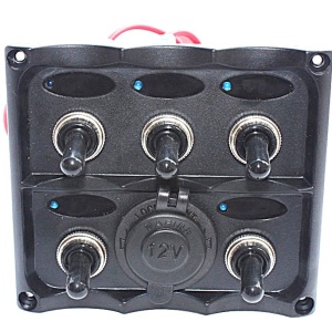 Panou Electric 5 Intrerupatoare + Priza Bricheta 12V Electron EVAL IP65