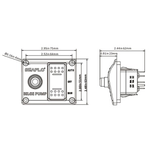 Panou electric pompa santina Seaflo 12V/24V cu comutator 3 pozitii (Auto-Off-Man), siguranta automata si indicator LED.