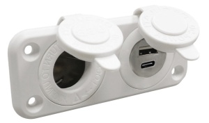 Panou priză marină Osculati USB A+C și brichetă – Sistem de alimentare încastrat, impermeabil, pentru ambarcațiuni de 12V și 24V.