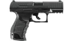 Pistol airsoft cu arc Umarex Walther PPQ 6mm cu culată metalică, încărcător 14 BB și rezervor HiCap de 100 bile.