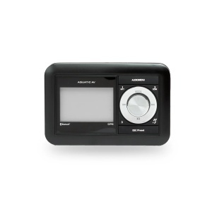 Player Marine Stereo Aquatic CP6 – Unitate audio neagră compactă cu Bluetooth, port USB de mare viteză (2A), ecran protejat optic și certificare IP65 pentru utilizare nautică profesională.