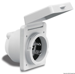 Priză Marină 230V/16A Marinco, Pătrată, Albă, IP56