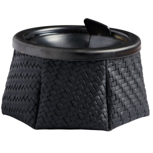Scrumieră Antivânt cu Capac Rattan Negro Marine Business, Inox cu Sac Piele