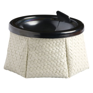Scrumieră Antivânt cu Capac Rattan White Marine Business, Inox cu Sac Piele