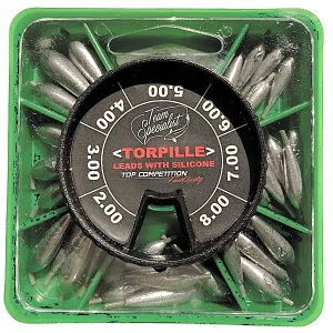 Set plumbi Lineaeffe Team Specialist cu tub siliconic, 2–8g, pentru monturi stabile, protecția firului și pescuit stationar de precizie 