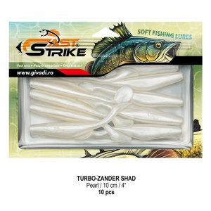 Shad de șalău Fast Strike Turbo Zander 10cm 10bucati blister rigid pentru pescuit la răpitori