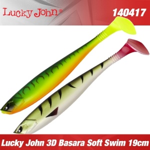 Lucky John 3D Basara Soft Swim 19cm – shad ultra-realist cu finiș holografic și acțiune naturală, ideal pentru răpitori mari. 2 bucăți/plic