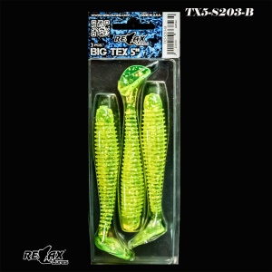Shad Relax Texas Standard 12.5cm – acțiune amplă, vibrație puternică, paddle tail mare, ideal pentru știucă și șalău. Ambalaj 3 buc/plic.