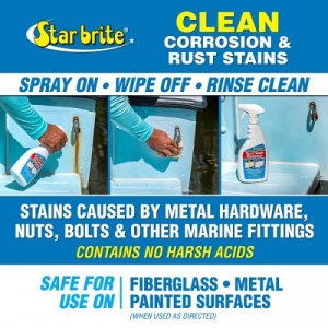 Star Brite Rust Stain Remover Spray – Soluția rapidă și eficientă pentru eliminarea petelor de coroziune, protejând în același timp integritatea finisajelor de pe barca sau rulota ta.