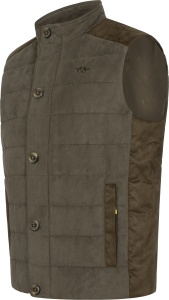 Vestă matlasată de vânătoare pentru bărbați Blaser Pamir Argali Dark Brown cu inserții suede.