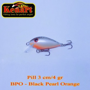 Vobler Kenart Pill 3cm 4g Sinking Black Pearl Orange