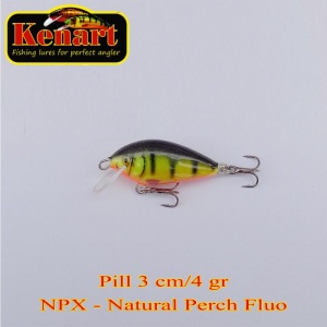Vobler Kenart Pill 3cm 4g Sinking Natural Perch Fluo