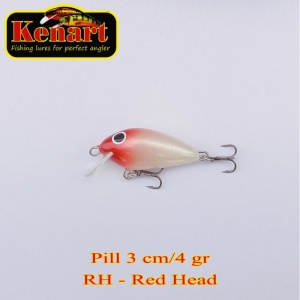 Vobler Kenart Pill 3cm 4g Sinking Red Head
