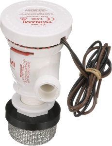 Kit Aerator Livewell Attwood Tsunami T-500 – Sistem complet de recirculare cu pompă T500, sită inox, cap spray reglabil și accesorii de montaj pentru bazinele de pește.