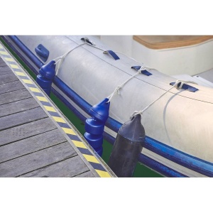 Balon gonflabil articulat albastru Plastimo, model RIB cu design flexibil adaptat pentru coci rotunjite și flotoare, echipat cu supapă patentată și linie de prindere din poliester de 5mm, disponibil în variantele de lungime de 48cm și 60cm