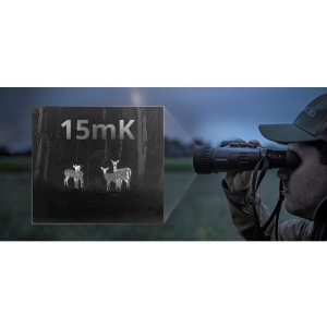 Binoclu termic și digital multispectral Hikmicro Habrok Pro HQ50L LRF – Dispozitiv optic premium de vânătoare echipat cu senzor termic de 640x512 pixeli (NETD <15mK), cameră digitală 4K UHD, telemetru laser de 1000m, iluminator IR de 850nm și ecrane duale