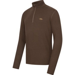 Bluză tehnică de corp din lână merinos 100% Blaser Jonar Merino Dark Brown bărbați cu fermoar la guler.