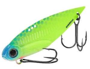 Cicadă Spinmad Spicy Blade King 7.2cm 24g – detaliu sistem de reglaj cu 3 puncte și ancore VMC.