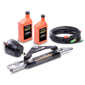 Kit complet de guvernare hidraulică BayStar SeaStar pentru motoare de până la 150 CP – Pachet premium de origine Canada/SUA, include pompă frontală, cilindru compact, ulei și furtunuri hidraulice de 6.1m.