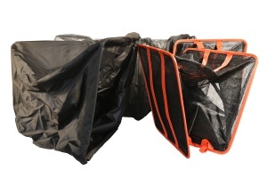 Juvelnic de competiție 4.00m cu cadru dreptunghiular 55x45cm, plasă micromesh ecologică și inele lestate, ideal pentru pescuit competițional și catch & release.