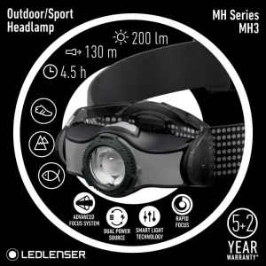 Lanterna frontala Ledlenser MH3 200 lumeni Advanced Focus IP54