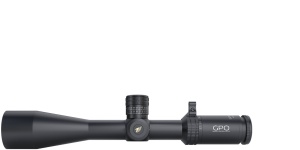 Vedere de profil a lunetei GPO SPECTRA 4.5-27x50i instalată cu throw lever-ul inclus, evidențiind turetele tactice PASSIONtrac
