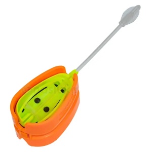 Momitor Cralusso Green Rocket Method cu matriță, cu design aerodinamic și culoare verde vibrantă pentru vizibilitate maximă și pescuit method precis