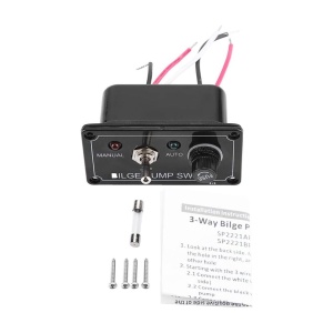 Panou electric 12V pompa santina automata EVAL SP2221AF cu comutator 3 pozitii, siguranta fuzibila si 2 LED-uri.