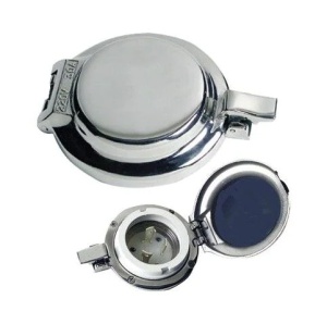 Priză marină 220V/30A Osculati din Inox 316 – Model profesional cu certificare IPX7, capac cu clip impermeabil și contacte argintate pentru siguranță extremă la mal.