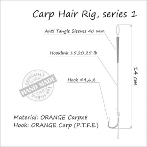 Rig Crap Orange Series 1 Carp Hair Rigs 14cm 25lbs Nr 4 - Img 3
