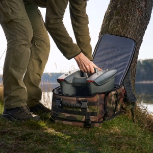 Rucsac transport navomodel Deeper Spark Backpack 55x35x25cm camo cu husa de ploaie curele laterale si protectie la socuri