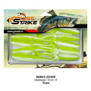 Shad Fast Strike Mama's Jocker 10cm cu corp segmentat și silicon impregnat cu aromă.