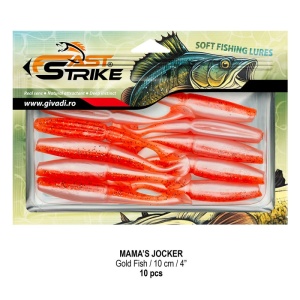 Shad Fast Strike Mama's Jocker 10cm cu corp segmentat și silicon impregnat cu aromă.