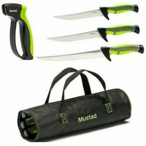 Trusa Pentru Filetat Mustad Green 3 Cutite + Ascutitor
