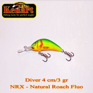Vobler Kenart Diver 4cm 3g Floating Natural Roach Fluo
