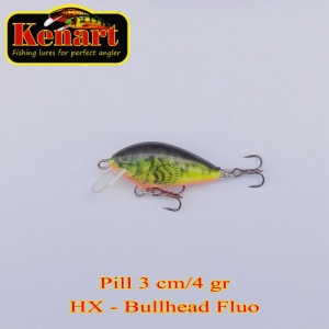 Vobler Kenart Pill 3cm 4g Sinking Bullhead Fluo