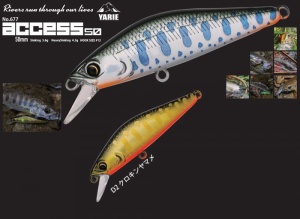 Vobler Yarie 677 Access Minnow S 50mm 3.6g D2 Black Gold Yamame - Img 2