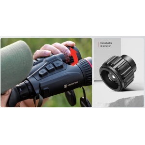 Binoclu termic și digital multispectral Hikmicro Habrok Pro HQ50L LRF – Dispozitiv optic premium de vânătoare echipat cu senzor termic de 640x512 pixeli (NETD <15mK), cameră digitală 4K UHD, telemetru laser de 1000m, iluminator IR de 850nm și ecrane duale