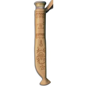 Cutit Marttiini Lapp Bone cu lama inox de 110mm si maner din mesteacan si corn de ren, livrat cu teaca din piele traditionala.