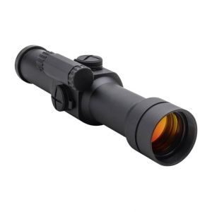 Aimpoint 9000L red dot tubular 2 MOA montat pe carabină de vânătoare, optic premium cu tub 30mm și autonomie 50.000 ore.