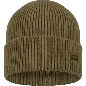 Fes tricotat din lână Blaser Tommy Rib Dark Olive cu manșetă lată și logo Argali metalic.