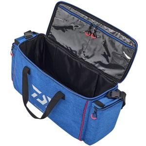 Geanta Daiwa N'Zon Accessory Bag vedere frontală cu buzunare externe și bază ranforsată.