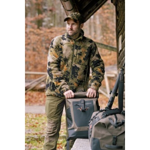 Jachetă de vânătoare din fleece călduros Blaser Silence Sherpa Jacket în camuflaj jacquard Silence Camo.