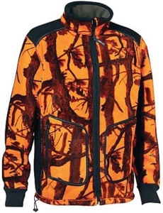 Jachetă fleece reversibilă Verney-Carron 450 g/m², cu fețe Ghost Camo blaze și kaki pentru vânătoare în sezon rece