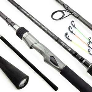 Lansetă Sportex Rapid Feeder RS-2 Medium din carbon Toray, cu lansări lungi, control excelent și 3 vârfuri full carbon pentru pescuit feeder versatil.