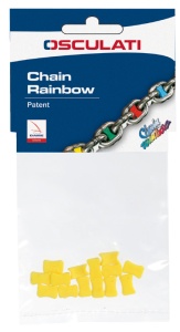 Set de markeri pentru lanț de ancoră za 6mm Osculati Chain Rainbow – Inserții din plastic colorat rezistent la UV pentru marcarea lungimii zalelor calibrate (pachete de 14 bucăți disponibile în nuanțe de alb, galben, roșu, verde, albastru), perfect compat
